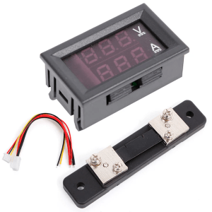 Dual Led 0.28 ” Display for DC0-100V Voltage and Current Digital Meter Red and Black 0-50A with Shunt