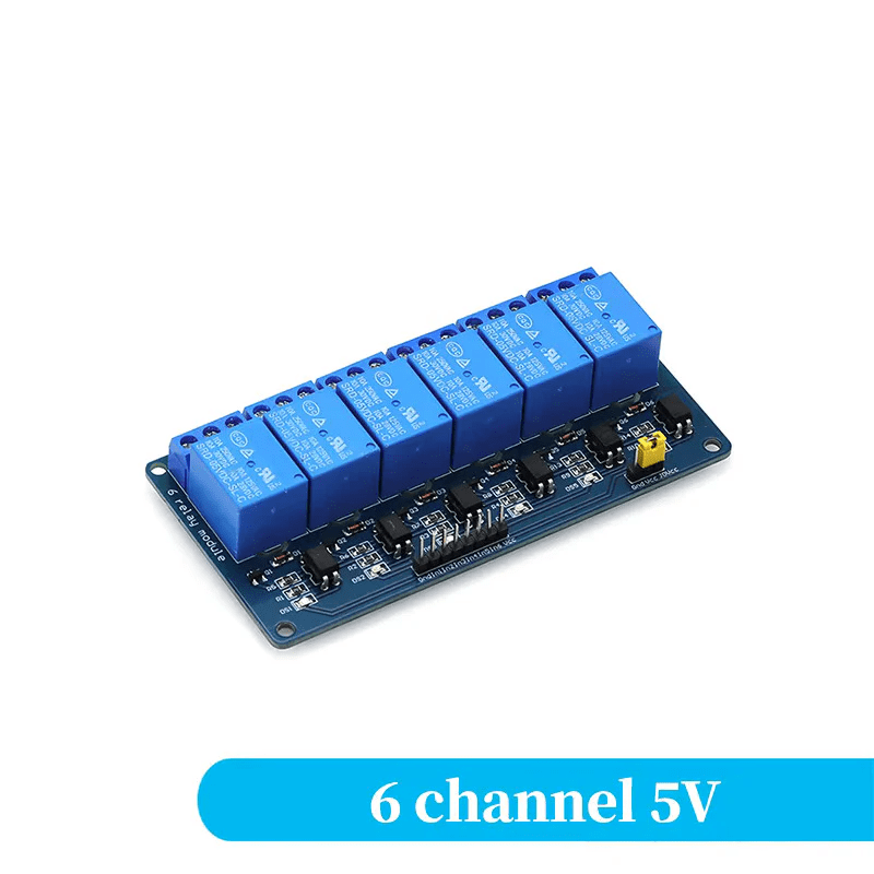 5V 6 Channel Relay Module with Low Level Trigger Optocoupler Blue Board