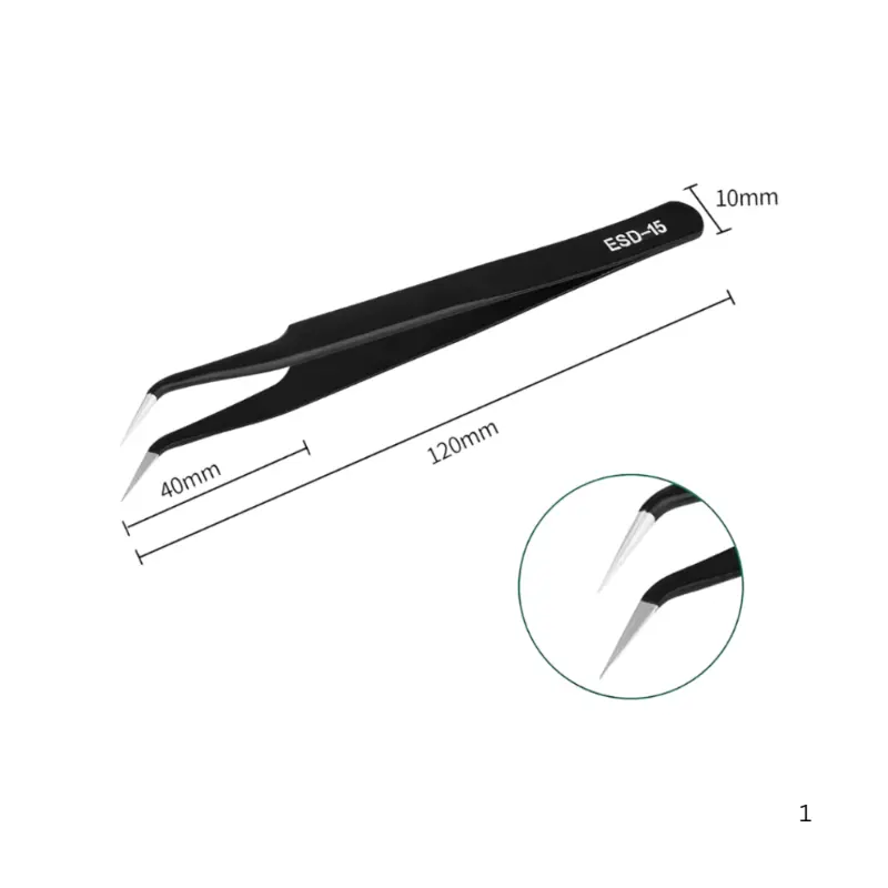Curved Precision Tweezers for DIY & Electronics ESD-15 3 Curved Tip Tweezers